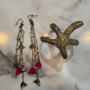 Beachy Earrings & Starfish Cuff Set